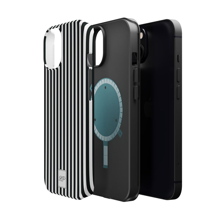 Custom Personalized Black White Striped Magsafe Phone Case for Iphone 17 - | iPhone 16 Pro Max Case | iPhone 15 Case Iphone 14 13 12 11 10 - Studio40ParkLane