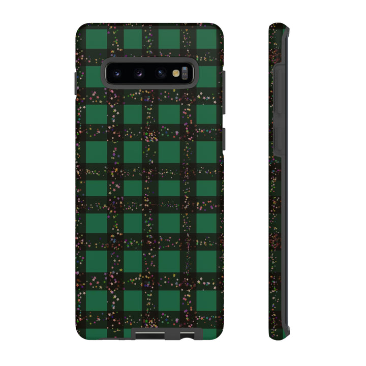 Cute Samsung Phone Cases, Designer Samsung Galaxy S23 Phone Case, Samsung S22 Case, Samsung S21 Case, Samsung S20 Case, Green Festive Plaid - Studio40ParkLane