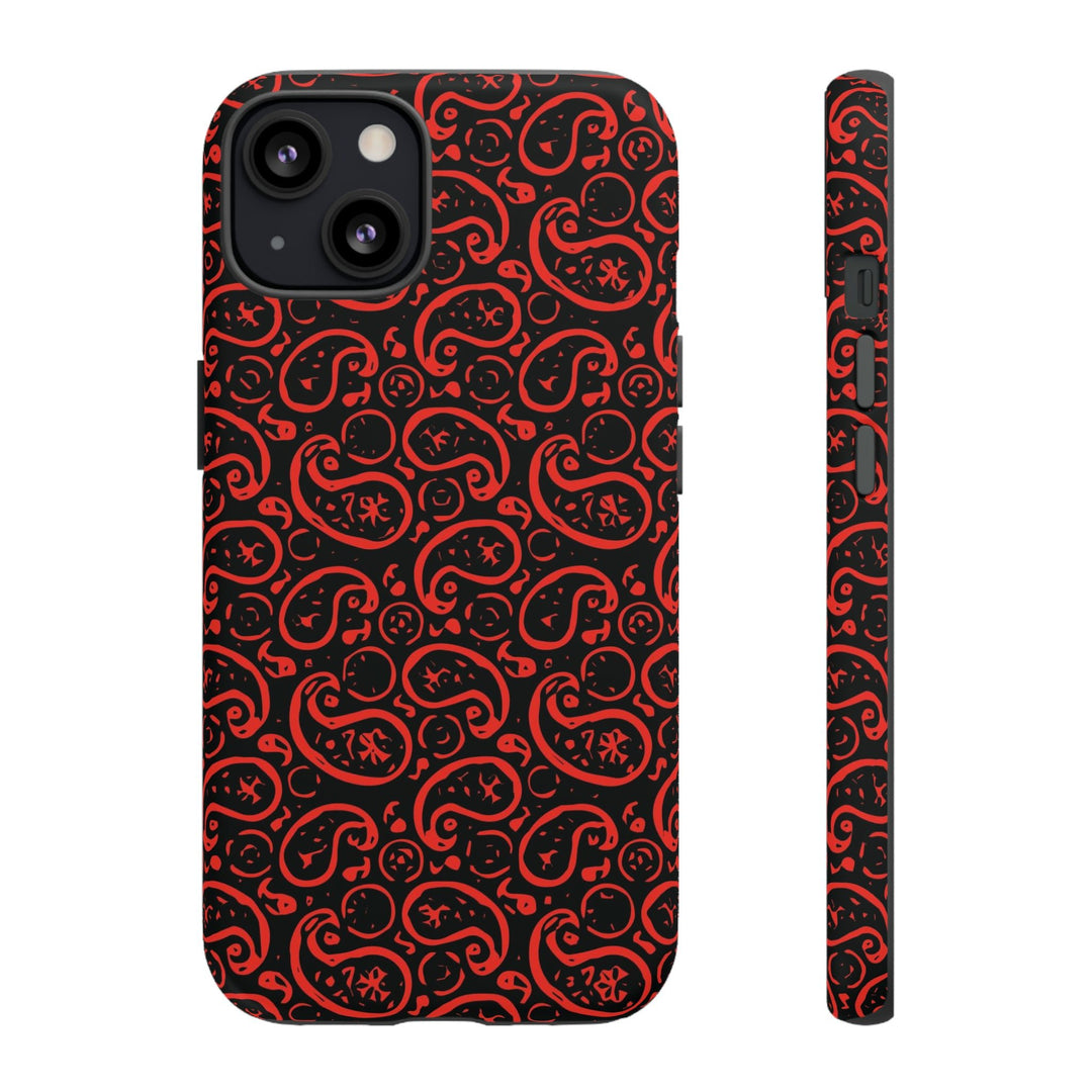 Cute IPhone Case | iPhone 15 Case | iPhone 15 Pro Max Case, Iphone 14 Case, Iphone 14 Pro Max Case IPhone Case for Art Lovers, Paisley Red - Studio40ParkLane