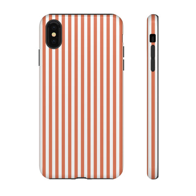 Tough Premium Peach Stripes Phone Case Gift for Her - For Apple iPhone 16 Pro Max 16e iPhone 15 Pro iPhone Iphone 14 Plus 13 Pro 12 SE XR - Studio40ParkLane