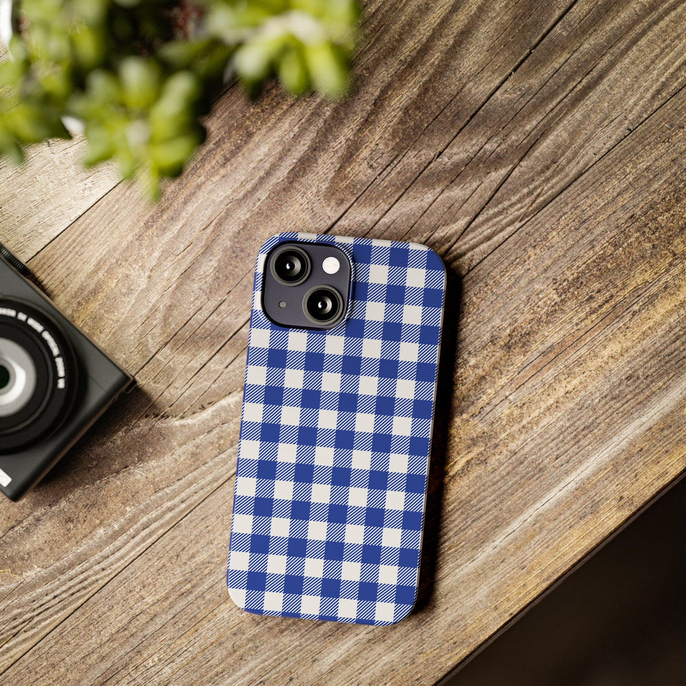 Slim Blue Gingham Gift for Her Cute Phone Cases for Iphone 16 Pro Max | iPhone 15 Case | iPhone 15 Pro Max Case, Iphone 14, 13, 12, 11, 10, 8, 7