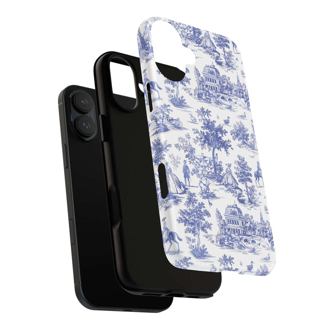 French Toile Blue Coquette Tough Phone Case - For iPhone 17 Pro Max iPhone 16 Pro Case iPhone Iphone 15 Case 14 13 12 11 Cute Phone Case - Studio40ParkLane