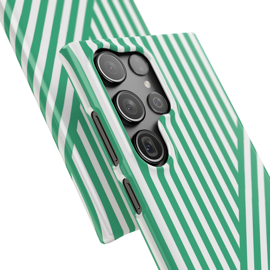 Aesthetic Emerald Stripes Cute Phone Case Sleek Snap - For iPhone 17 Pro Max iPhone 16 Pro iPhone 15 Iphone 14 Plus 13 Pro 12 11 10 Gift