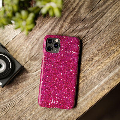 Personalized Slim Muted Pink Faux Play on Glitter Effect Cute Phone Cases for Iphone 16 Pro Max | iPhone 15 Case | iPhone 15 Pro Max Case, Iphone 14, Iphone 14 Pro Max, Iphone 13 12 11 8 7