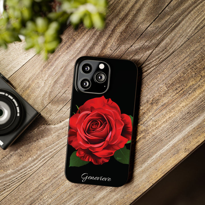 Slim Custom Personalized Red Rose Flowers Gift for Her Cute Phone Cases for Iphone 16 Pro Max | iPhone 15 Case | iPhone 15 Pro Max Case, Iphone 14, Iphone 14 Pro Max, Iphone 13 12 11 8 7 - Studio40ParkLane