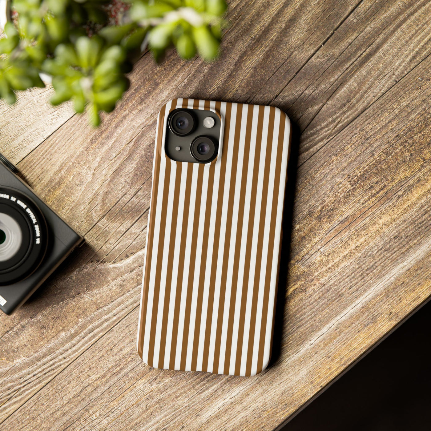 Slim Mocca Brown Striped Cute Phone Case for Iphone 16 - | iPhone 15 Pro Max Case | iPhone 14 Case Iphone 13 12 11 10 9 8 7 XS X Gift for Her - Studio40ParkLane