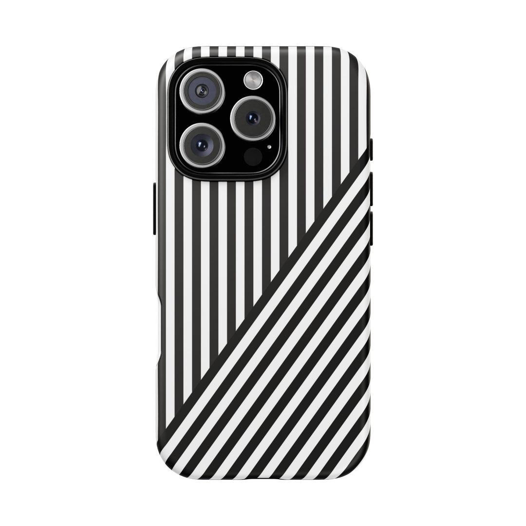 Aesthetic Tough Black White Stripes Phone Case - For iPhone 17 Pro Max iPhone 16 Pro iPhone 15 Iphone 14 Plus 13 Pro 12 11 10 XR - Studio40ParkLane