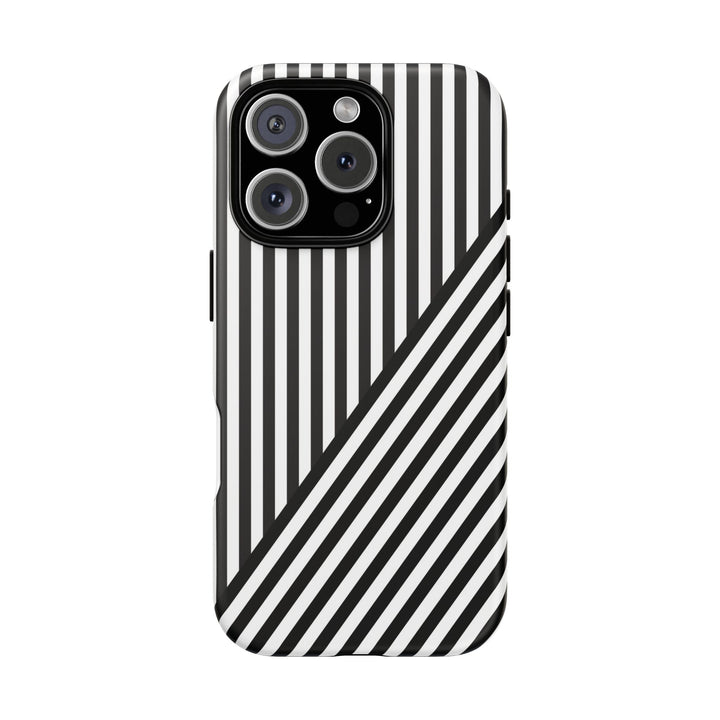 Aesthetic Tough Black White Stripes Phone Case - For iPhone 17 Pro Max iPhone 16 Pro iPhone 15 Iphone 14 Plus 13 Pro 12 11 10 XR - Studio40ParkLane