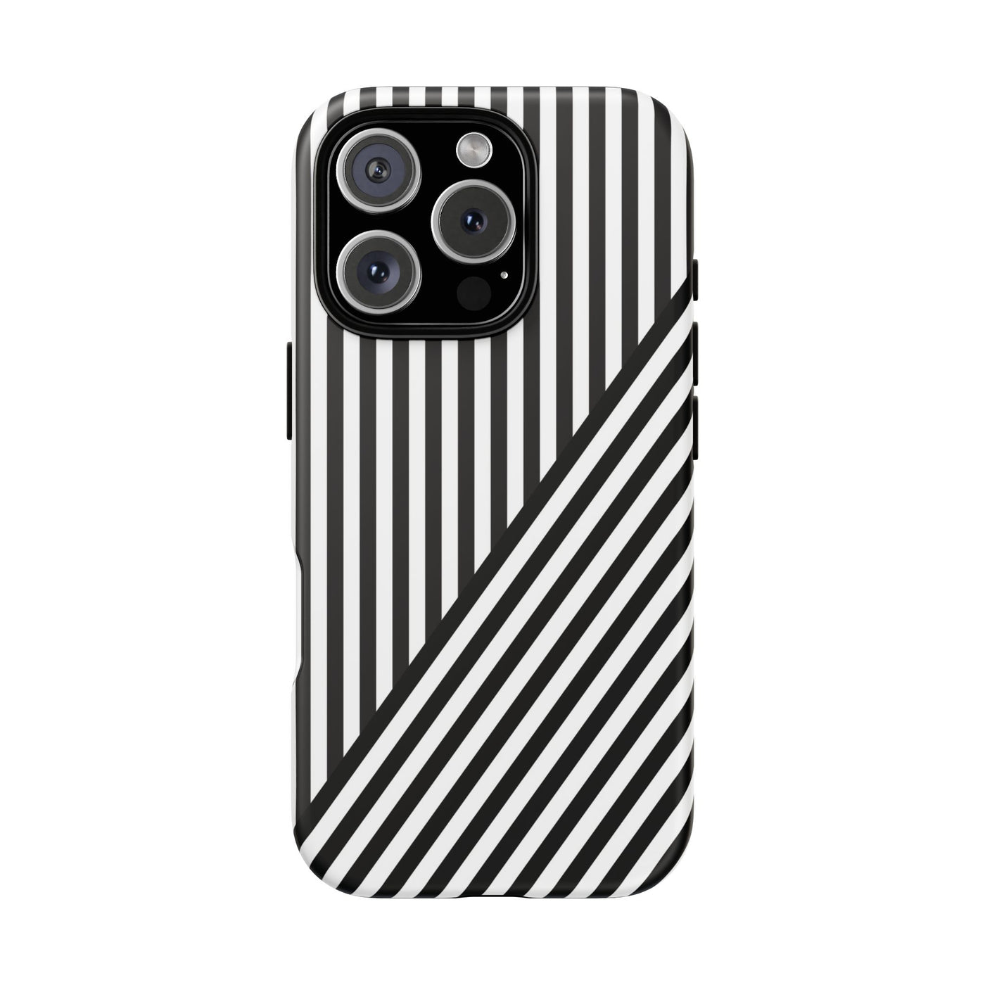 Aesthetic Tough Black White Stripes Phone Case - For iPhone 17 Pro Max iPhone 16 Pro iPhone 15 Iphone 14 Plus 13 Pro 12 11 10 XR - Studio40ParkLane