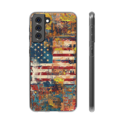 Cute Flexi Phone Cases, US Flag Abstract, Compatible with Samsung Galaxy S23, Samsung S22, Samsung S21, Samsung S20, Galaxy S20 Ultra