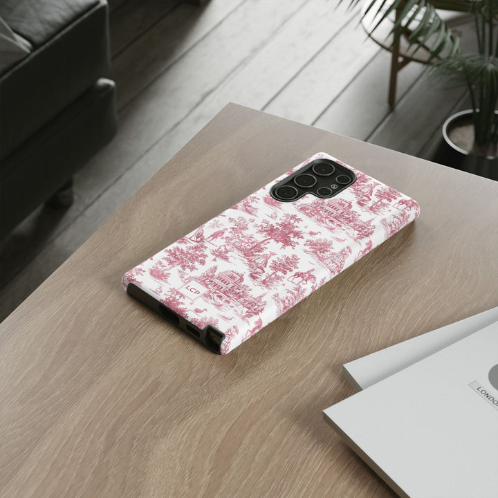 Personalized Custom French Toile Tough Cute Phone Case For Apple iPhone 18, 17, 16, 15 14, Pro Max, Samsung Galaxy S26, S25, S24 Plus Ultra