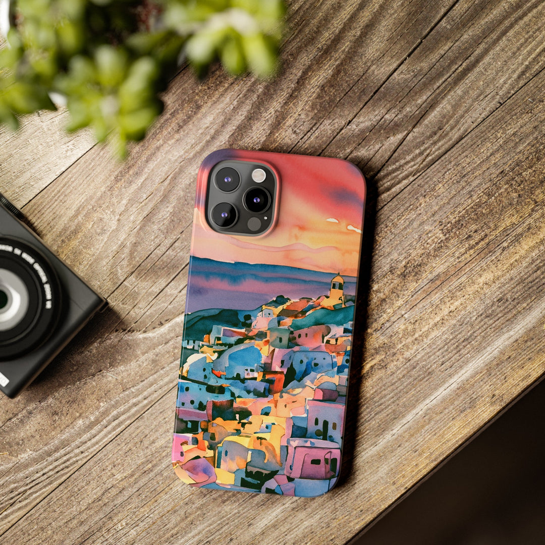 Slim Cute Phone Cases for Iphone | iPhone 15 Case | iPhone 15 Pro Max Case, Iphone 14, Iphone 14 Pro Max, Iphone 13, Colorful Greek House Watercolor - Studio40ParkLane