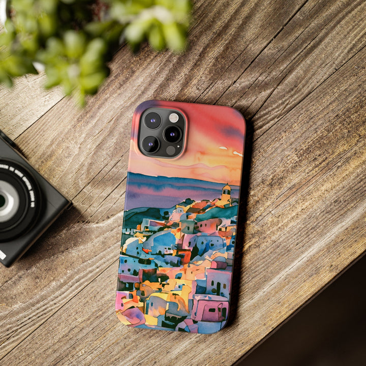 Slim Cute Phone Cases for Iphone | iPhone 15 Case | iPhone 15 Pro Max Case, Iphone 14, Iphone 14 Pro Max, Iphone 13, Colorful Greek House Watercolor - Studio40ParkLane