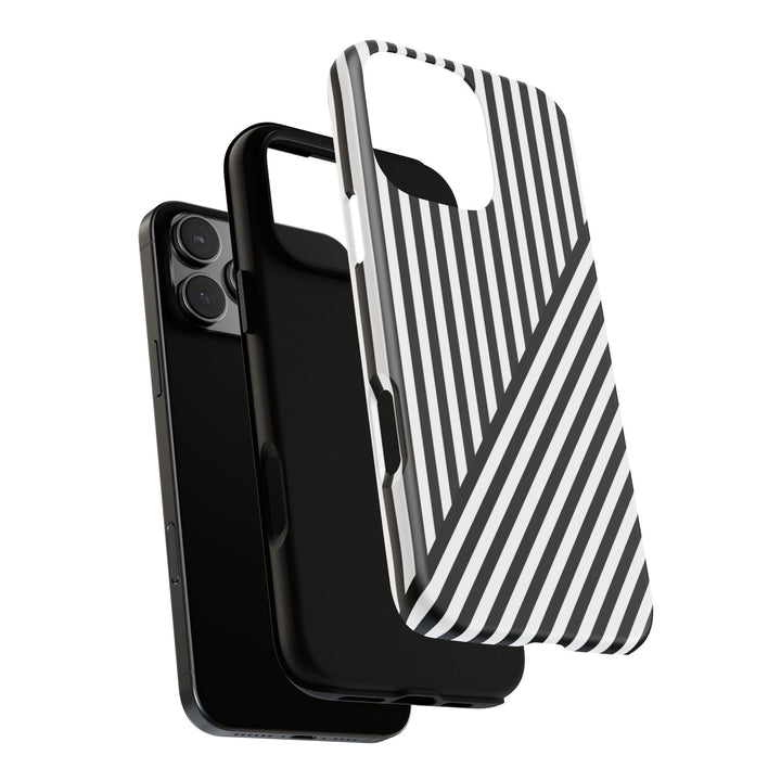 Aesthetic Tough Black White Stripes Phone Case - For iPhone 17 Pro Max iPhone 16 Pro iPhone 15 Iphone 14 Plus 13 Pro 12 11 10 XR - Studio40ParkLane