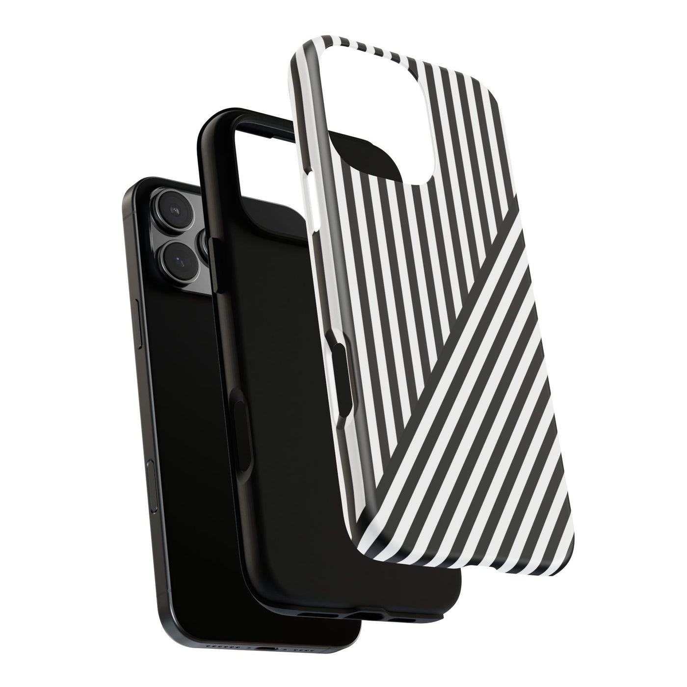 Aesthetic Tough Black White Stripes Phone Case - For iPhone 17 Pro Max iPhone 16 Pro iPhone 15 Iphone 14 Plus 13 Pro 12 11 10 XR - Studio40ParkLane