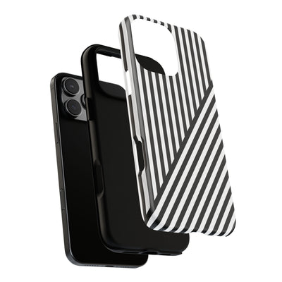 Aesthetic Tough Black White Stripes Phone Case - For iPhone 17 Pro Max iPhone 16 Pro iPhone 15 Iphone 14 Plus 13 Pro 12 11 10 XR - Studio40ParkLane