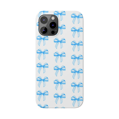 Slim Blue Bows Cute Phone Cases for Iphone 16 Pro Max | iPhone 15 Case | iPhone 15 Pro Max Case, Iphone 14, Iphone 14 Pro Max, Iphone 13 12 11 8 7