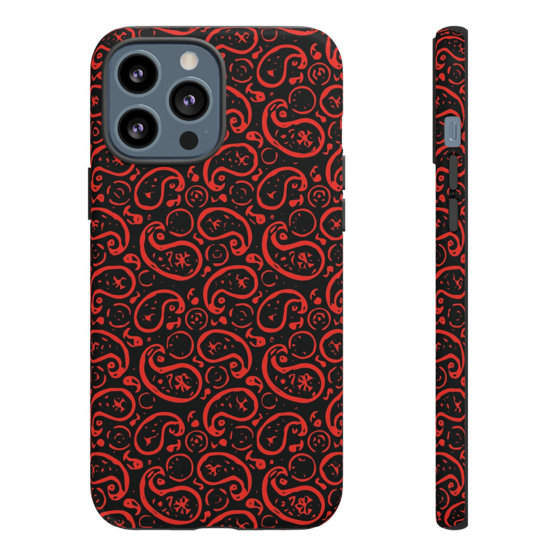 Cute IPhone Case | iPhone 15 Case | iPhone 15 Pro Max Case, Iphone 14 Case, Iphone 14 Pro Max Case IPhone Case for Art Lovers, Paisley Red - Studio40ParkLane