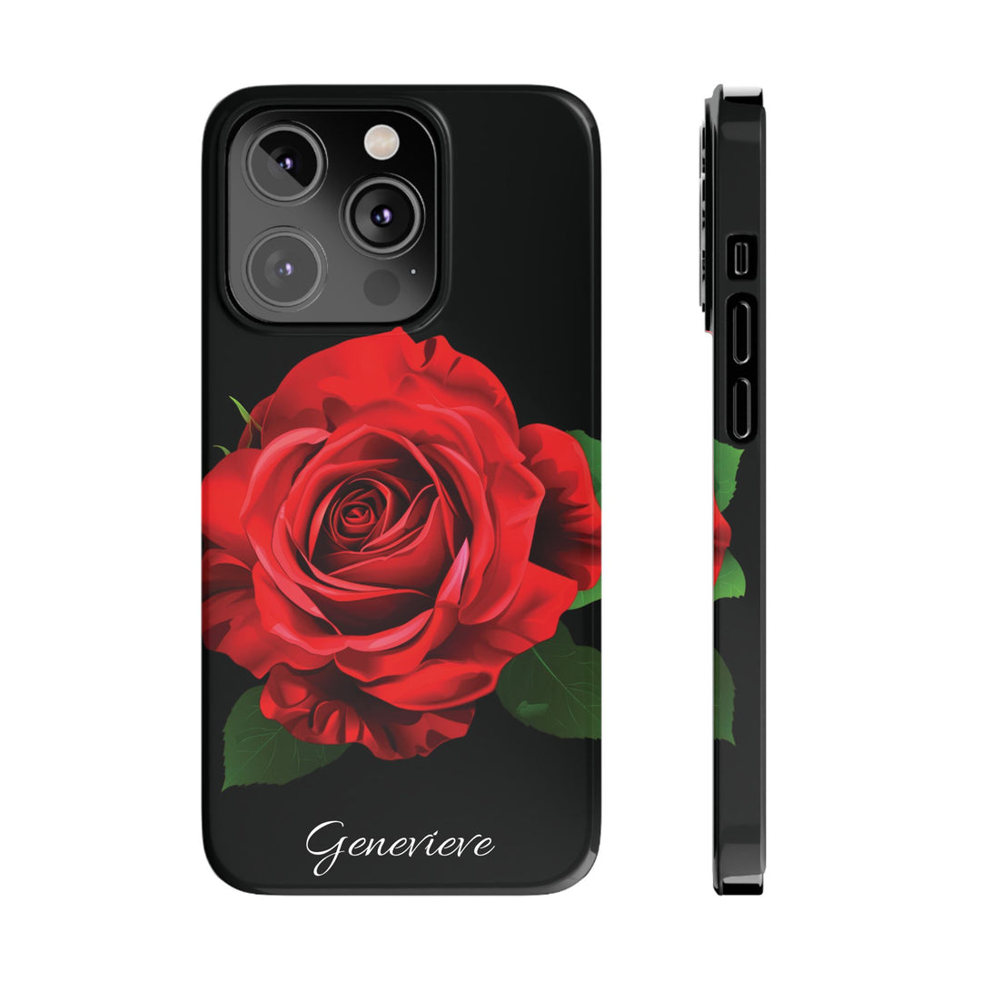 Slim Custom Personalized Red Rose Flowers Gift for Her Cute Phone Cases for Iphone 16 Pro Max | iPhone 15 Case | iPhone 15 Pro Max Case, Iphone 14, Iphone 14 Pro Max, Iphone 13 12 11 8 7 - Studio40ParkLane