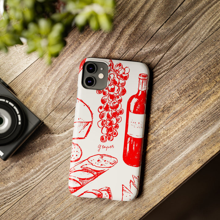 Slim Cute Phone Cases for Iphone | iPhone 15 Case | iPhone 15 Pro Max Case, Iphone 14, Iphone 14 Pro Max, Iphone 13, French Food Wine Red - Studio40ParkLane