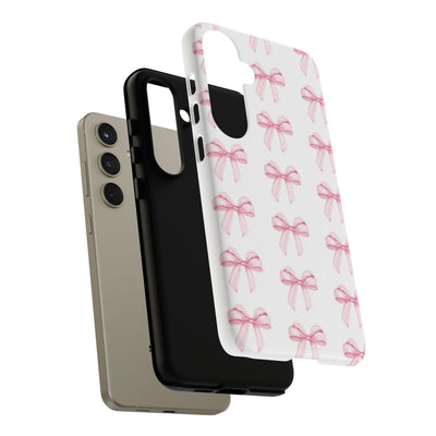 Pink Bows Cute Phone Case, for IPhone 16 Pro Max | Iphone 15, Iphone 14, IPhone 13 Case, 11 8 7, Samsung Galaxy S24, S23, S22, S21, 2 Layer Protection