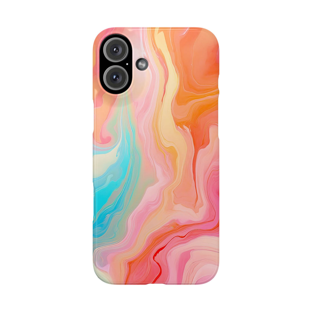 Slim Blue Pink Orange Marbled Cute Phone Cases for Iphone 16 Pro Max | iPhone 15 Case | iPhone 15 Pro Max Case, Iphone 14, Iphone 14 Pro Max, Iphone 13 12 11 8 7 - Studio40ParkLane