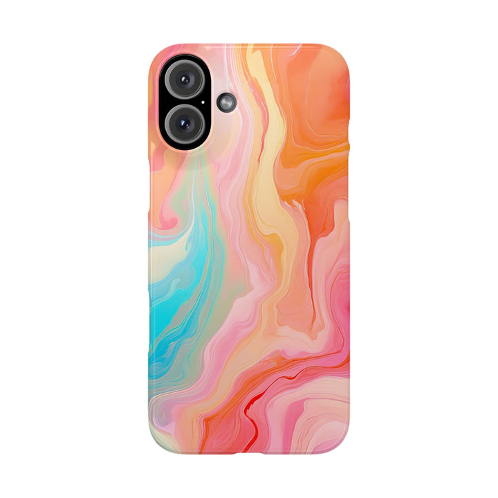 Slim Blue Pink Orange Marbled Cute Phone Cases for Iphone 16 Pro Max | iPhone 15 Case | iPhone 15 Pro Max Case, Iphone 14, Iphone 14 Pro Max, Iphone 13 12 11 8 7 - Studio40ParkLane