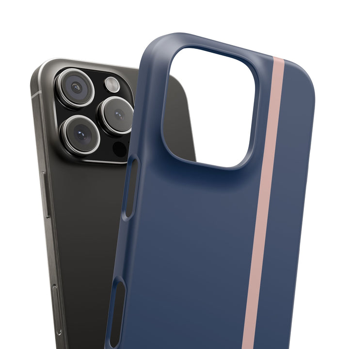 Sleek Navy Blue Pink Stripe Snap Phone Case for iPhone 18 17 16 15 14 13 Pro Max, Samsung Galaxy S26 S25 Ultra Lightweight Cute Phone Case - Studio40ParkLane