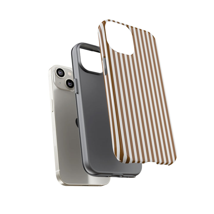 Tough Premium Mocca Brown Stripes Phone Case Gift for Her - For Apple iPhone 16 Pro Max 16e iPhone 15 Pro iPhone Iphone 14 Plus 13 Pro 12 SE XR - Studio40ParkLane