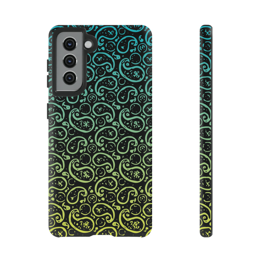 Cute Samsung Phone Case | Aesthetic Samsung Phone Case | Paisley Blue Yellow Black | Galaxy S23, S22, S21, S20 | Luxury Double Layer | Cool - Studio40ParkLane