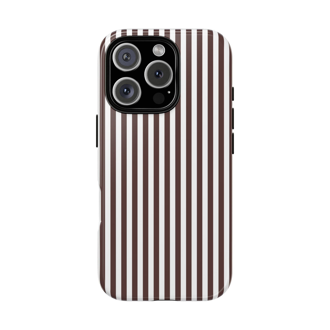 Tough Premium Brown Stripes Phone Case Gift for Her - For Apple iPhone 16 Pro Max 16e iPhone 15 Pro iPhone Iphone 14 Plus 13 Pro 12 SE XR - Studio40ParkLane