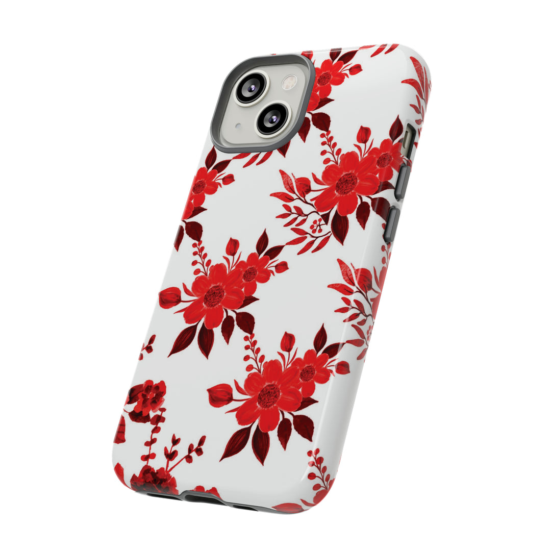Cute IPhone Case | Red White Flowers, iPhone 15 Case | iPhone 15 Pro Case, Iphone 14 Case, Iphone 14 Pro Max Case, Protective Iphone Case - Studio40ParkLane