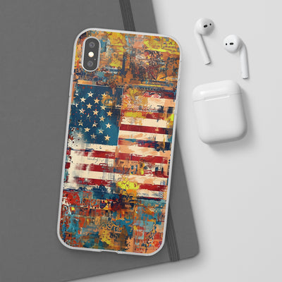 Cute Flexi Phone Cases, US Flag Abstract, Compatible with Samsung Galaxy S23, Samsung S22, Samsung S21, Samsung S20, Galaxy S20 Ultra