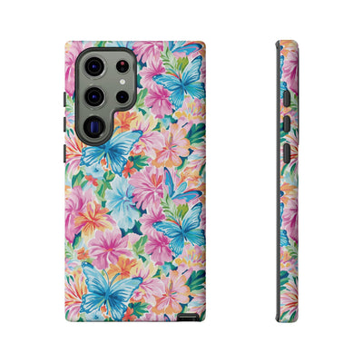 Premium Tough Butterflies Flowers Cute Phone Cases for Samsung S24, S23, S22, S21, S20, Plus and Ultra, Iphone 16 Pro Max,15, 14, 13, 12, 11, 10