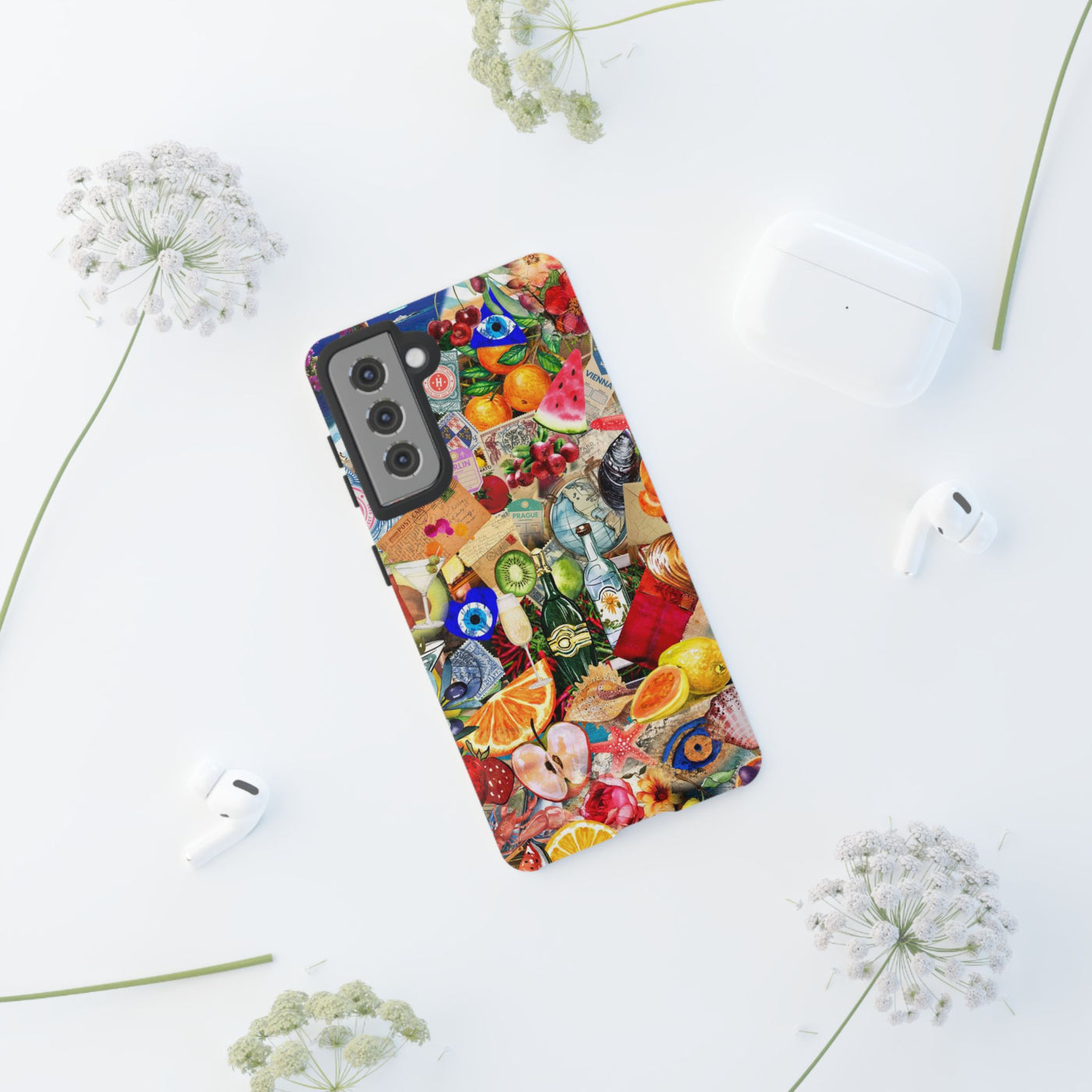 Fruity European Summer Impact Resistant Cute Phone Cases for Samsung S24, S23, S22, S21, IPhone 15 pro Iphone 14 pro Iphone 13 IPhone 12 Iphone 11