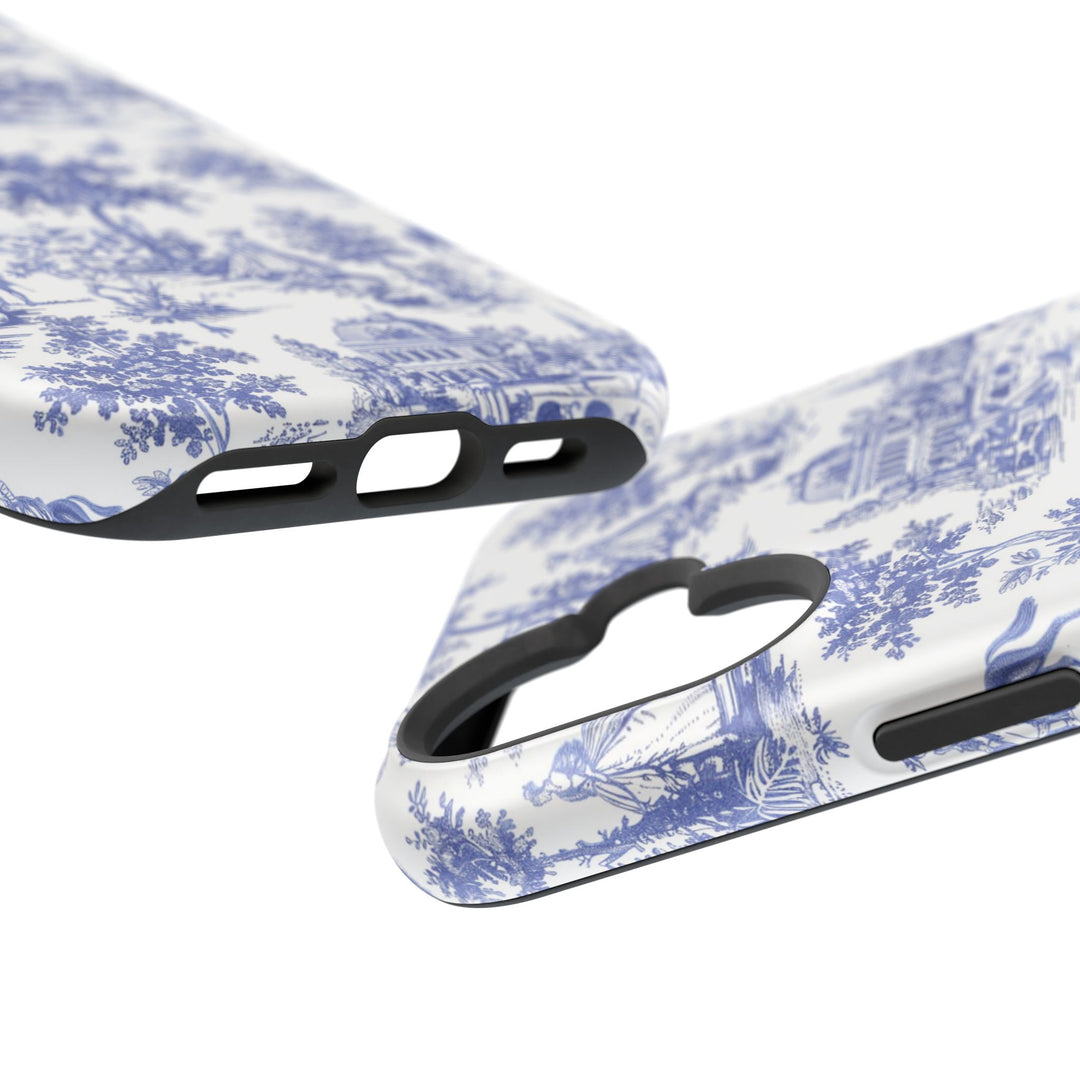 Blue Toile Magnetic Impact-Resistant Cute Phone Case for Iphone 16, iPhone 15 Pro Max Plus 14, 13, 12, 11 Gift for her - Studio40ParkLane
