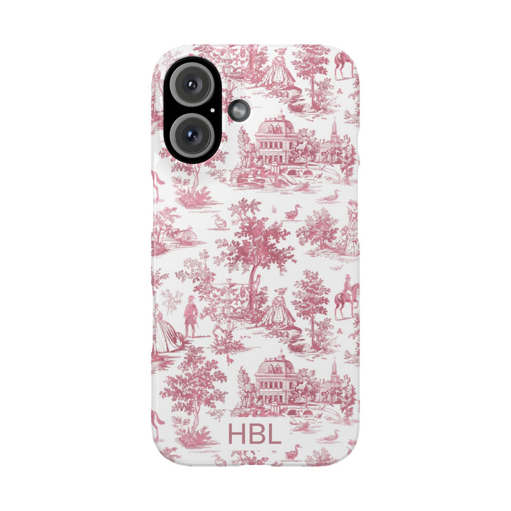 Slim Personalized Slim Pink Vintage French Toile Cute Phone Cases for Iphone 16 Pro Max | iPhone 15 Case | iPhone 15 Pro Max Case, Iphone 14, Iphone 14 Pro Max, Iphone 13 12 11 8 7 - Studio40ParkLane