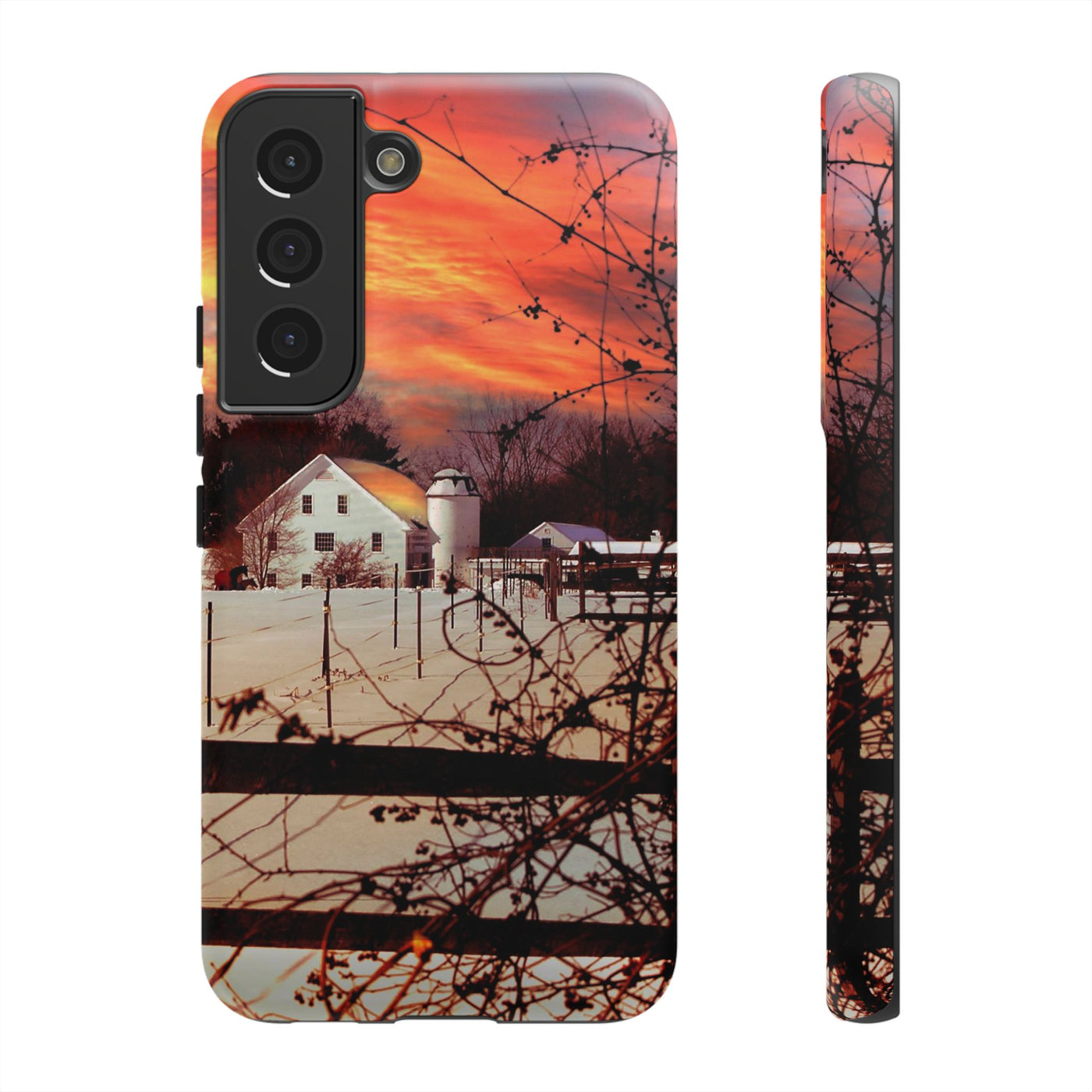 Impact Resistant, Winter Sunset Cute Phone Cases for Samsung S24, S23, S22, S21, IPhone 15 pro Iphone 14 pro Iphone 13 IPhone 12 Iphone 11