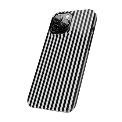 Slim Black White Striped Cute Phone Case for Iphone 16 - | iPhone 15 Pro Max Case | iPhone 14 Case Iphone 13 12 11 10 9 8 7 Gift for Her - Studio40ParkLane