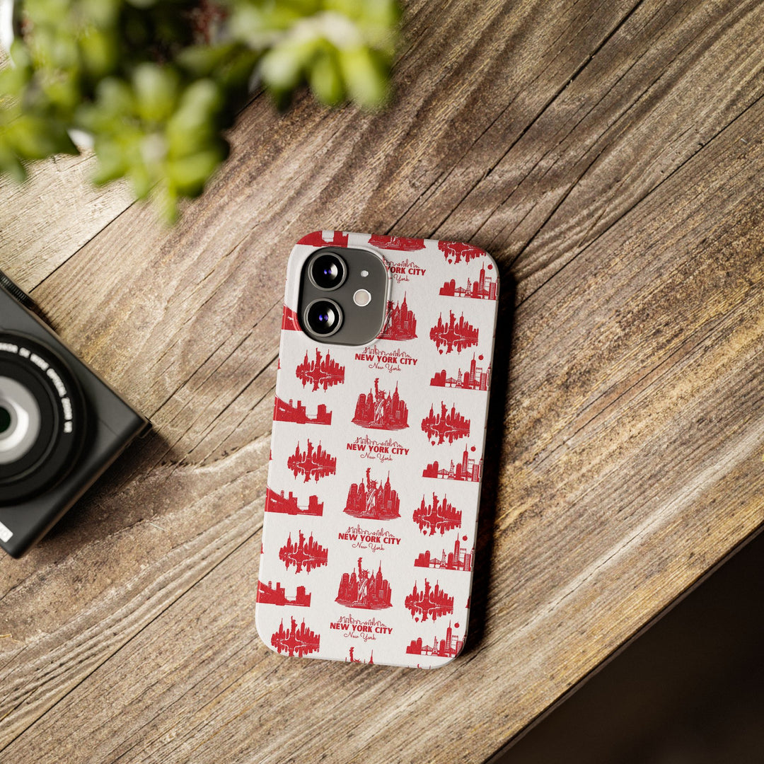 Slim New York Skyline Red Collage Coquette Gift for Her Cute Phone Cases for Iphone 16 Pro Max | iPhone 15 Case | iPhone 15 Pro Max Case, Iphone 14, Iphone 14 Pro Max, Iphone 13 12 11 8 7 - Studio40ParkLane