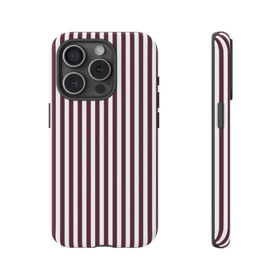 Tough Premium Burgundy Stripes Phone Case Gift for Her - For Apple iPhone 16 Pro Max 16e iPhone 15 Pro iPhone Iphone 14 Plus 13 Pro 12 SE XR - Studio40ParkLane