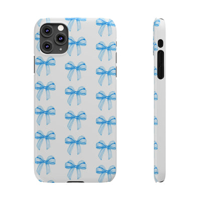 Slim Blue Bows Cute Phone Cases for Iphone 16 Pro Max | iPhone 15 Case | iPhone 15 Pro Max Case, Iphone 14, Iphone 14 Pro Max, Iphone 13 12 11 8 7