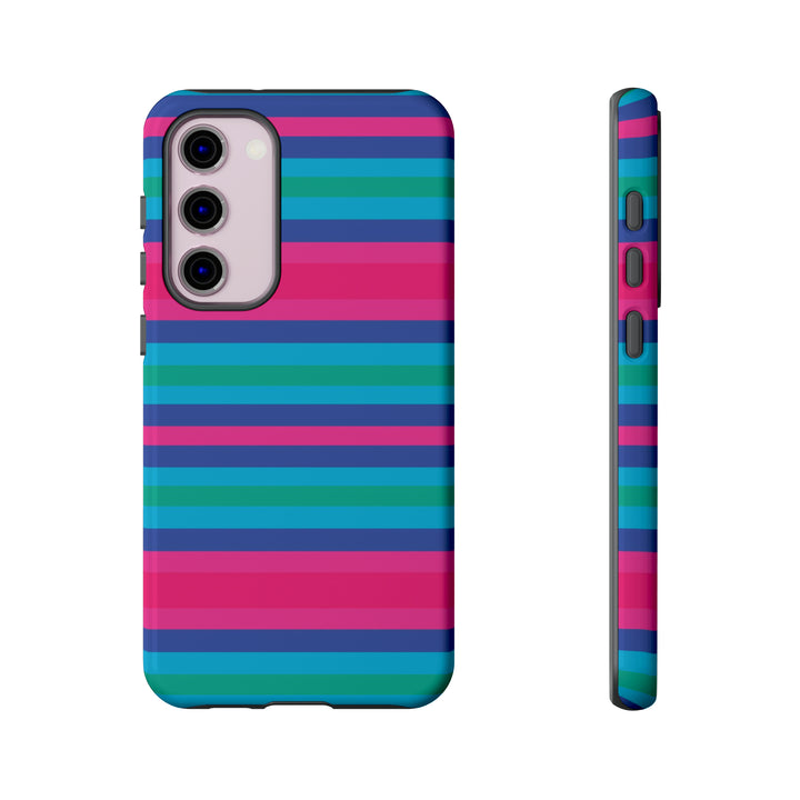 Cute Samsung Phone Case | Aesthetic Samsung Phone Case | Stripes Blue Pink | Galaxy S23, S22, S21, S20 | Luxury Double Layer | Cool - Studio40ParkLane