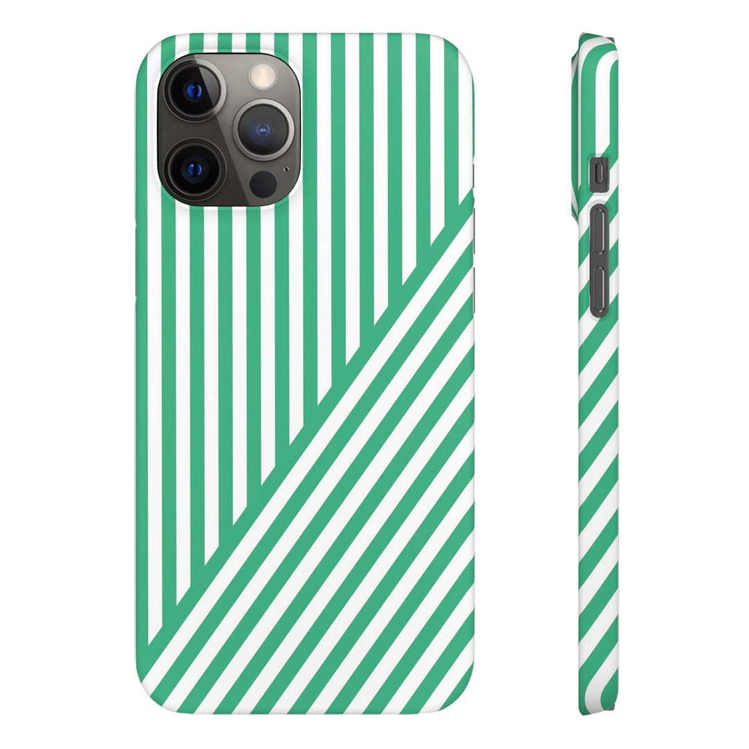 Aesthetic Emerald Stripes Cute Phone Case Sleek Snap - For iPhone 17 Pro Max iPhone 16 Pro iPhone 15 Iphone 14 Plus 13 Pro 12 11 10 Gift
