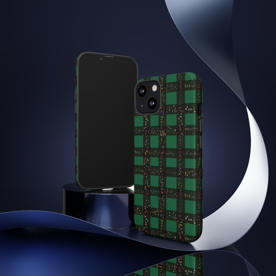 Cute IPhone Case | iPhone 15 Case | iPhone 15 Pro Max Case, Iphone 14 Case, Iphone 14 Pro Max Case IPhone Case for Art Lovers, Green Festive Plaid - Studio40ParkLane