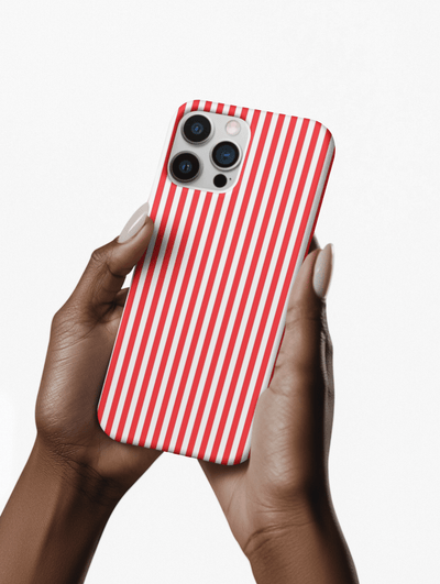 Tough Premium Poppy Red Stripes Phone Case Gift for Her - For Apple iPhone 16 Pro Max 16e iPhone 15 Pro iPhone Iphone 14 Plus 13 Pro 12 SE XR - Studio40ParkLane