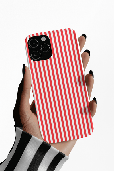 Tough Premium Poppy Red Stripes Phone Case Gift for Her - For Apple iPhone 16 Pro Max 16e iPhone 15 Pro iPhone Iphone 14 Plus 13 Pro 12 SE XR - Studio40ParkLane