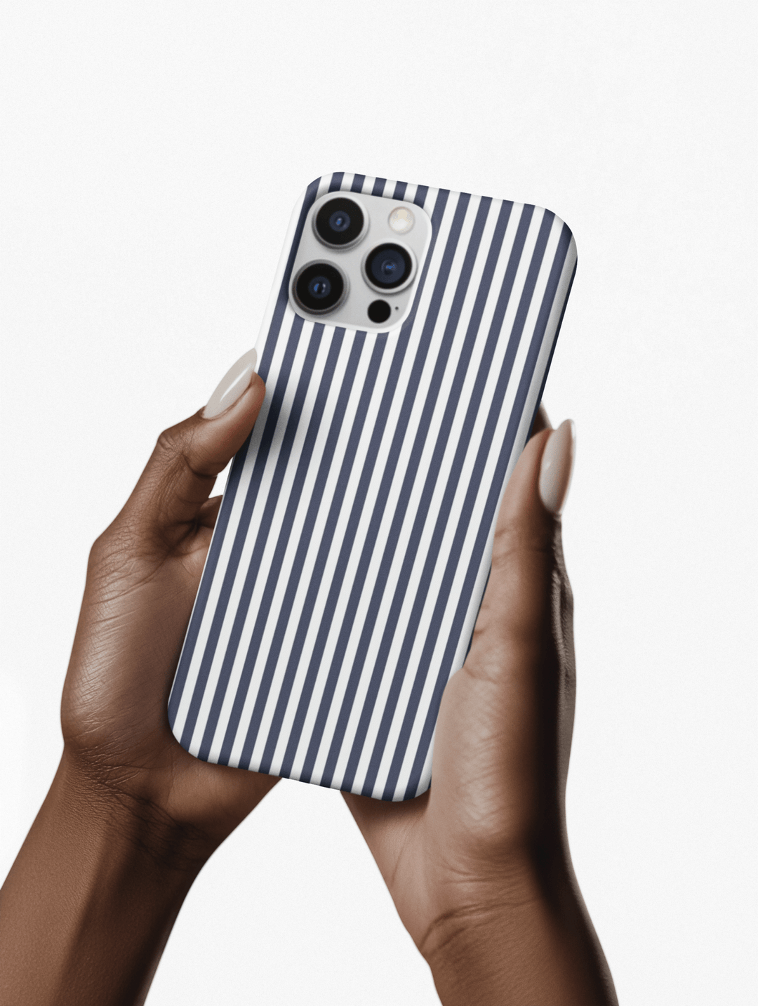Tough Premium Navy Blue Stripes Phone Case Gift for Her - For Apple iPhone 16 Pro Max 16e iPhone 15 Pro iPhone Iphone 14 Plus 13 Pro 12 SE XR - Studio40ParkLane