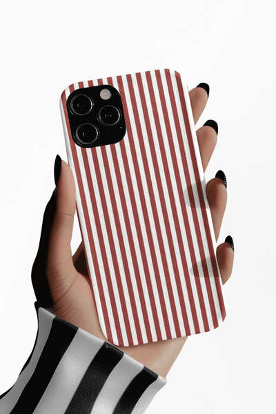 Tough Premium Red Stripes Phone Case Gift for Her - For Apple iPhone 16 Pro Max 16e iPhone 15 Pro iPhone Iphone 14 Plus 13 Pro 12 SE XR - Studio40ParkLane