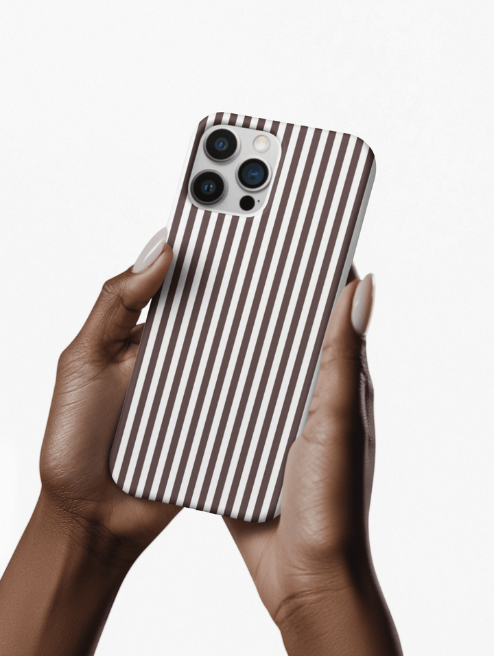 Tough Premium Brown Stripes Phone Case Gift for Her - For Apple iPhone 16 Pro Max 16e iPhone 15 Pro iPhone Iphone 14 Plus 13 Pro 12 SE XR - Studio40ParkLane